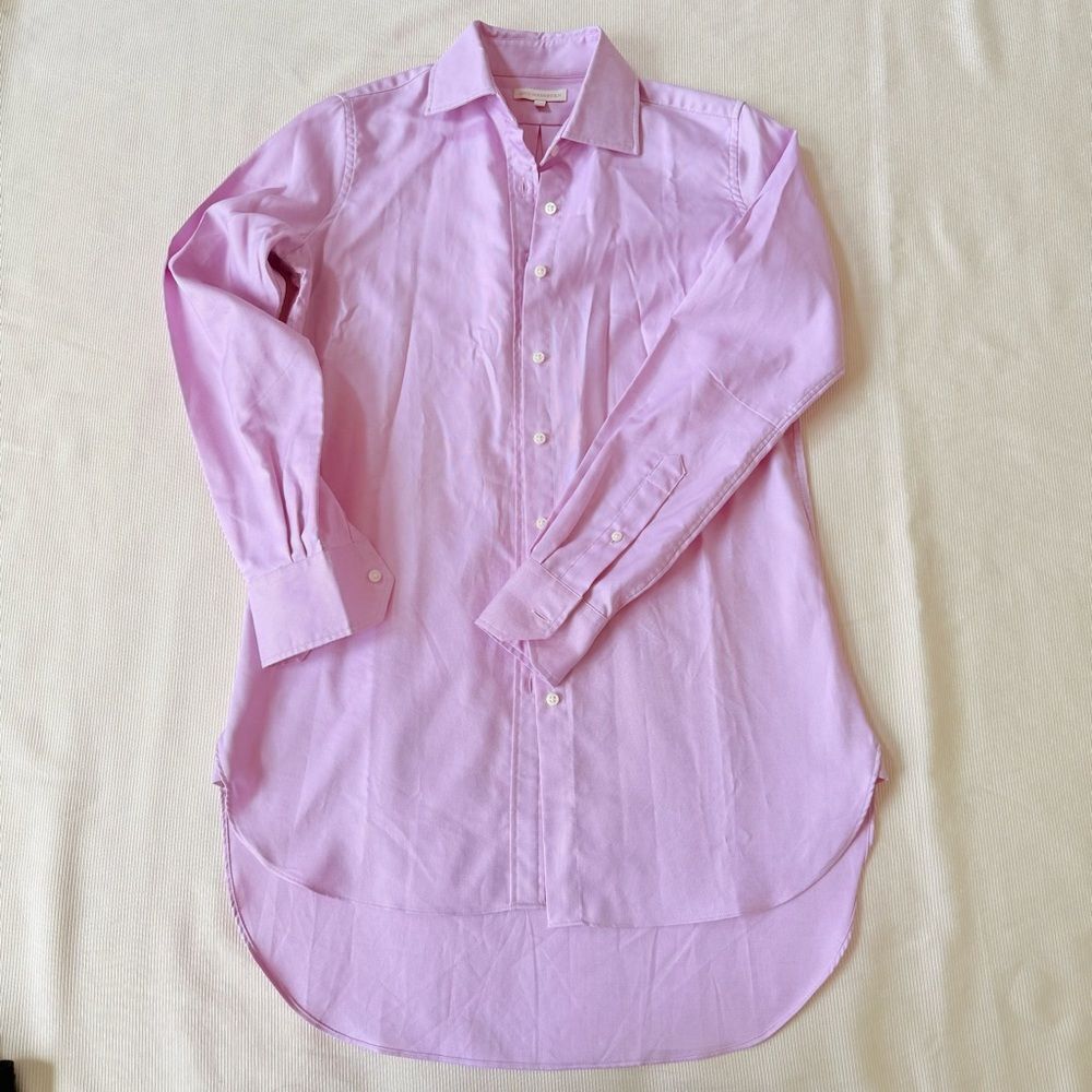 Ann Mashburn Womens Shirt Dress Button Down Longsleeve Pink Cotton Casual S
